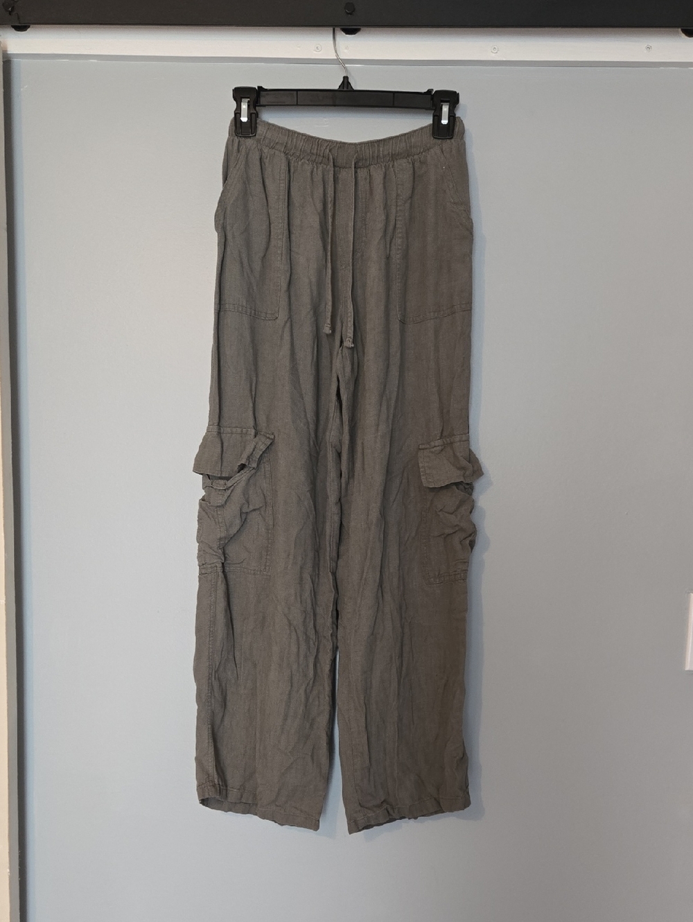 Rachel Paige Relaxed Drawstring Cargo Pants - Green